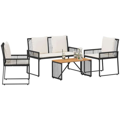  Set vanjskog namje&amp;scaron;taja 4 pcs Crna i krem-bijela poliratan Slike