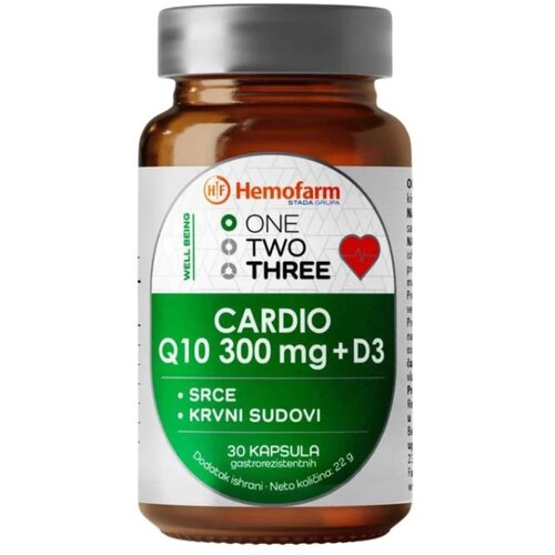 Hemofarm Kapsule za srce i krvne sudove One two three cardio, 300 mg+, D3, 30 kapsula Cene