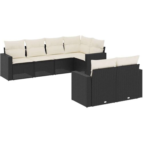 VidaXL 7-dijelni set vrtnih sofa od poliratana s jastucima crni Slike