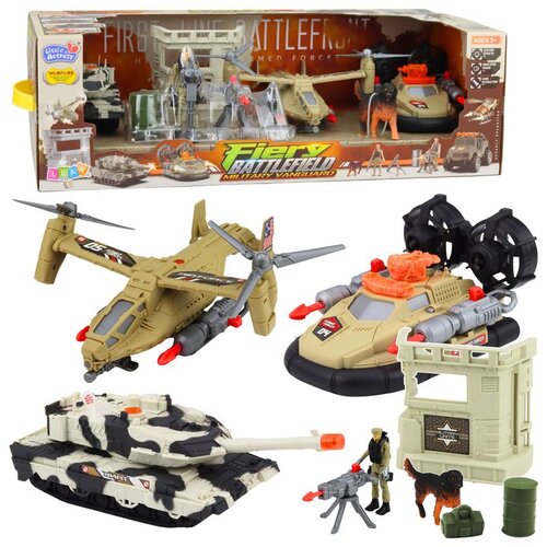  Set: Army Helicopter Tank Hovercraft Soldier Base Cene