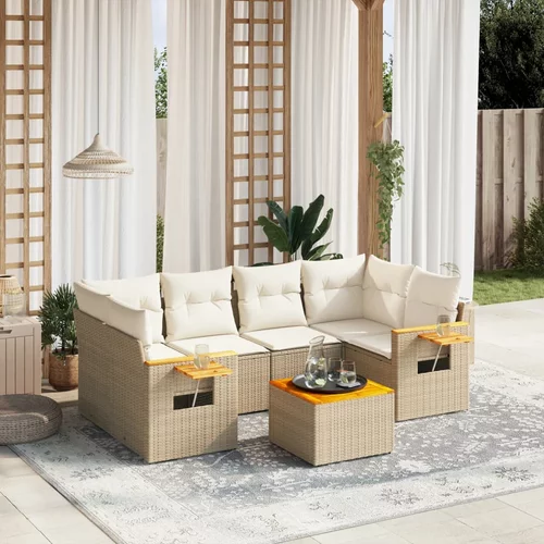  7-dijelni set vrtnih sofa od poliratana s jastucima bež