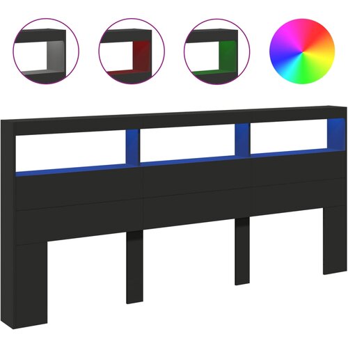 Maison Chic posteljno vzglavje - vzglavna omarica - nočna omarica led črna 220x17x102 cm, (21704010) Slike