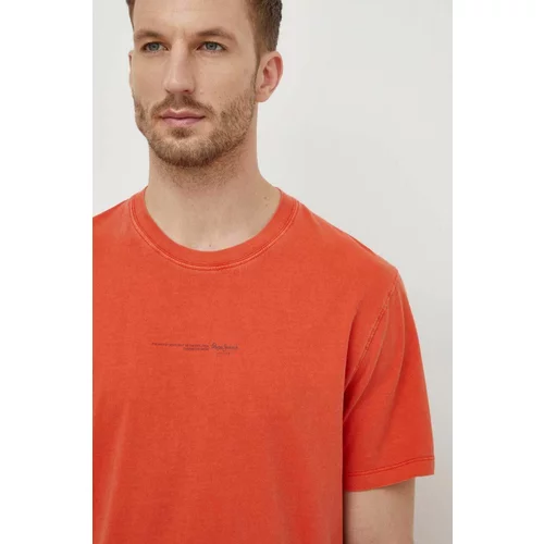 PepeJeans Bombažna kratka majica Dave Tee moška, oranžna barva
