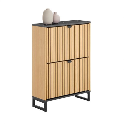 SoBuy dvovratna omara za čevlje z učinkom črnega marmorja in svetlega lesa odporna konstrukcija 60x24x88 cm, (5000009225) Cene