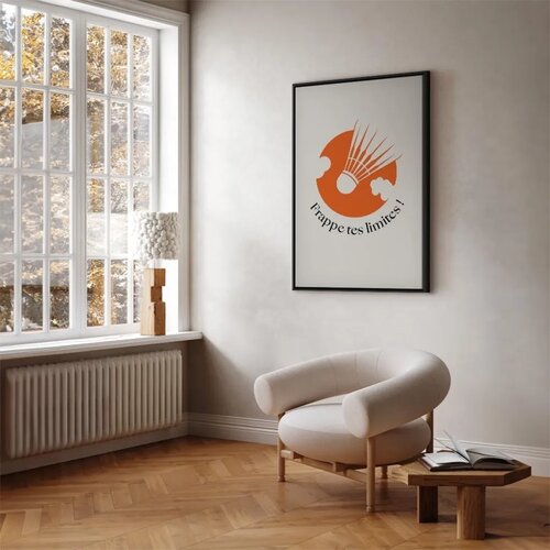  Slika - Badminton Shuttlecock on an Orange Circle Background 40x60 U crnom drvenom okviru Cene