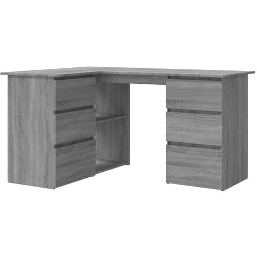 Maison Chic Kotna miza - pisarniška miza - Računalniška miza siva sonoma 145x100x76 cm konstruiran les, (21785592) Cene