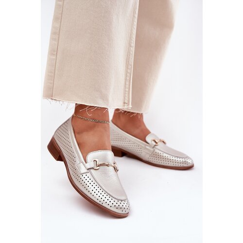 S. BARSKI Leather Women's Moccasins With Decoration On Flat Heel S.Barski Cijene