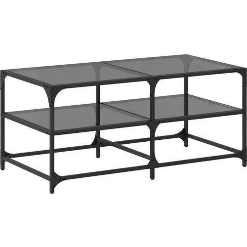 Maison Chic Klubska mizica - kavna mizica - Nizka mizica s črno stekleno povr&amp;scaron;ino 98,5x50x45 cm jeklo, (21753050) Slike
