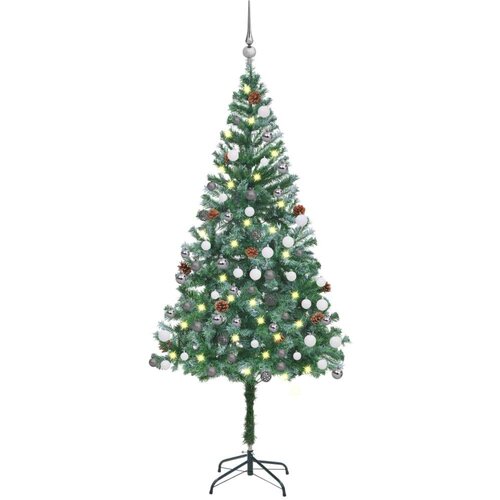 VidaXL umjetno božićno drvce LED s kuglicama i &amp;scaron;i&amp;scaron;kama 180 cm Slike