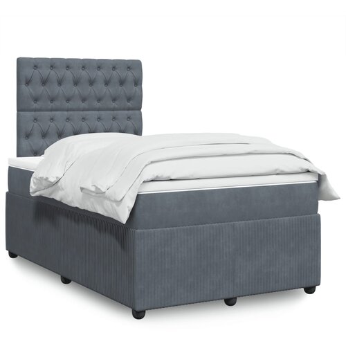 vidaXL Box spring postelja z vzmetnico temno siv 120x190 cm žamet Cene