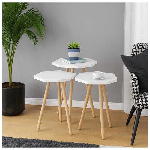 Hanah home Set podesivih stolića za kavu, 3 dijela, bijela Cijene
