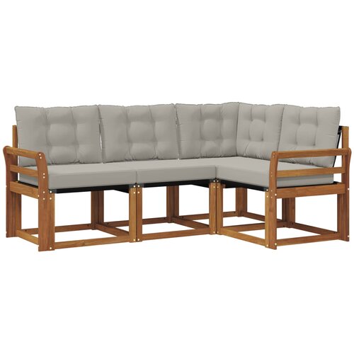  Set vanjskih sofa 4 kom. Prirodna i svijetlo siva Smeđa 190 x 130,5 x 73 cm Slike