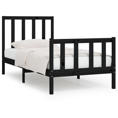 VidaXL Posteljni okvir črn iz trdnega lesa 75x190 cm 2F6, (20647729) Slike