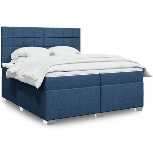 VidaXL Krevet s oprugama i madracem plavi 200 x 200 cm od tkanine Slike