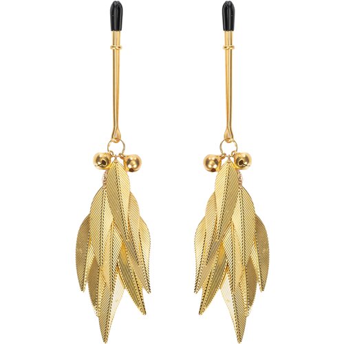Rimba Bondage Play Nipple Clamps with Feathers Gold Slike