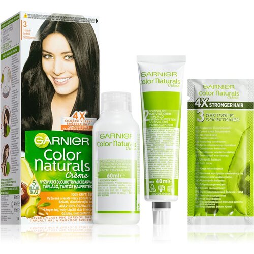 Garnier color naturals Cr&amp;eacute;me trajna i sjajna boja za kosu 40 ml nijansa 3 natural dark brown Slike