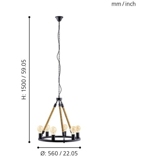Eglo 49694 - visilica na lancu findlay 6xE27/60W Slike