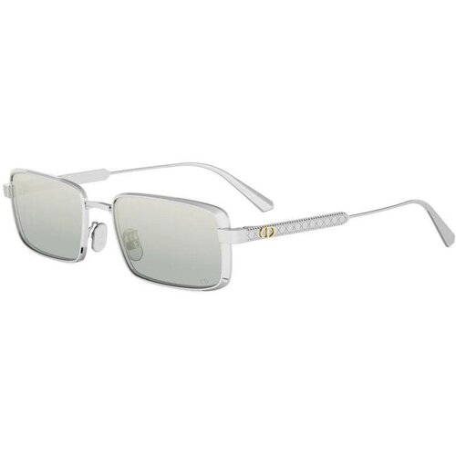 Dior Cannage S2U Silver Rectangular Sunglasses ONE SIZE (55) Srebrna/Siva Slike