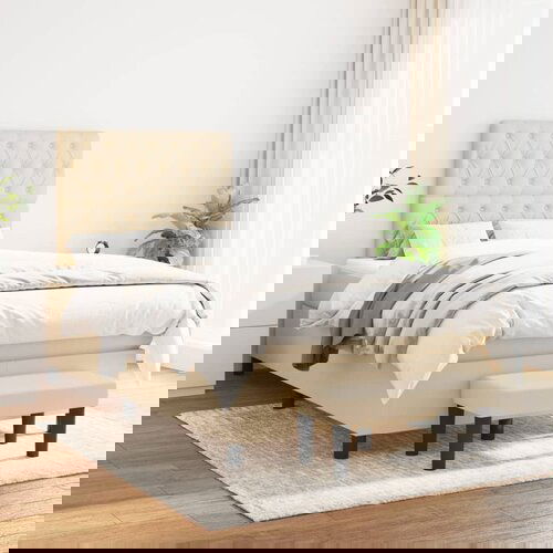The Living Store Box spring postelja z vzmetnico krem 120x200 cm blago - Box Spring Postelja, (21512312) Slike