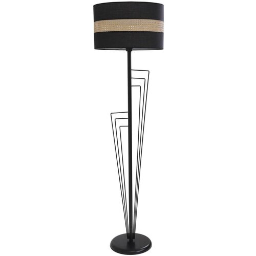 Opviq Kelebek Siyah Lambader Silindir 02 Rattan Abajurlu Black Floor Lamp Slike