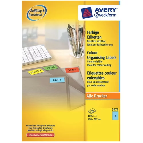 Avery Zweckform Etikete za označevanje, modre 210 x 279 mm