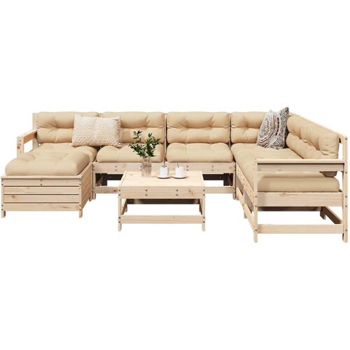 VidaXL 8-dijelni set vrtnih sofa od masivne borovine Slike
