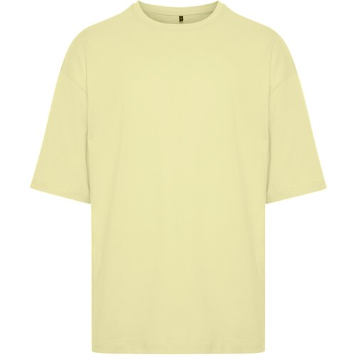 Trendyol Men's Yellow Oversize/Wide-Fit Basic 100% Cotton T-Shirt Slike