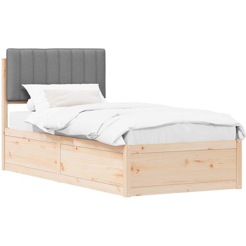  Krevetni okvir s tapiciranim uzglavljem Svijetlo siva Svjetlosiva 195.5 x 95.5 x 93 cm Slike