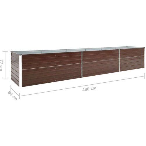 VidaXL Povi&amp;scaron;ena vrtna gredica od pocinčanog čelika 480x80x77 cm smeđa Slike