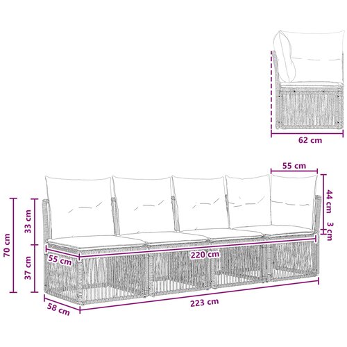 SOFA za 4 osobe s lijevom rukom 4 pcs 4-Broj sjedala Bež Slike