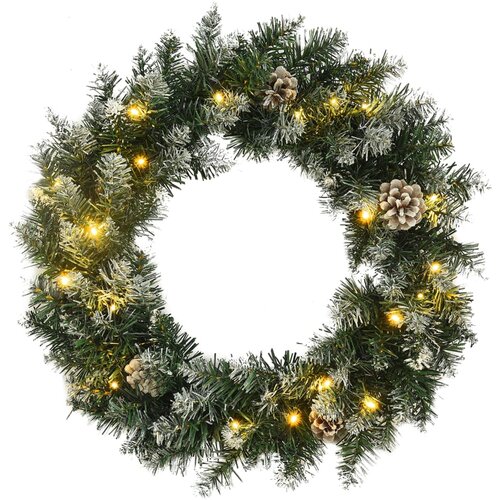 vidaXL Božični venec z LED lučkami zelen 45 cm PVC Cene