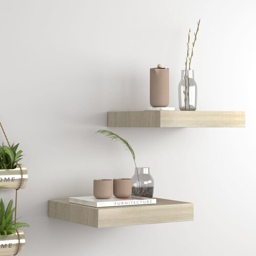  Plutajuće zidne police 2 kom boja hrasta 23 x 23,5 x 3,8 cm MDF Slike