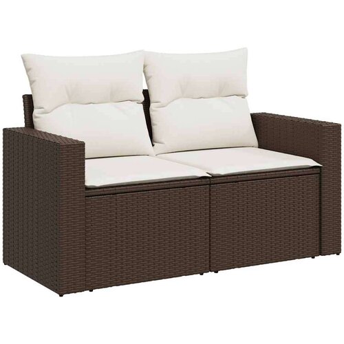 VidaXL 6-dijelni set vrtnih sofa od poliratana s jastucima smeđi Slike