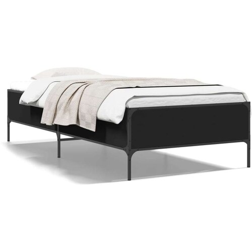 vidaXL Okvir za krevet crni 100x200 cm konstruirano drvo i metal Cene