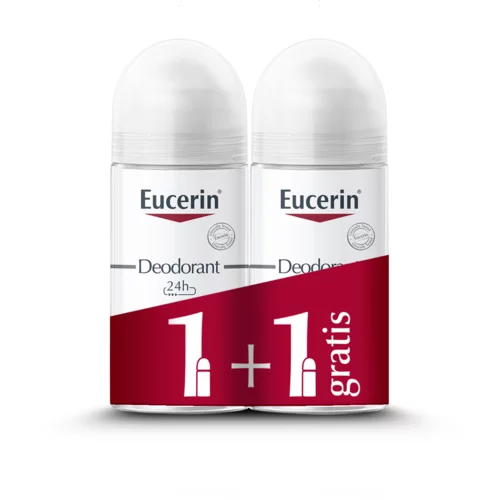  Eucerin, dezodorant za občutljivo kožo 24 h v roll-onu 1 + 1 GRATIS