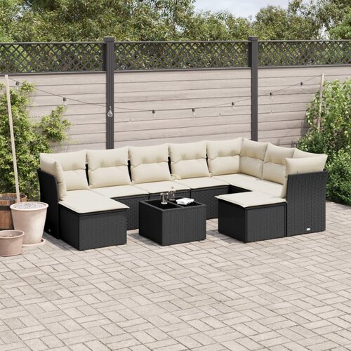  10-dijelni set vrtnih sofa s jastucima crni od poliratana Cijene