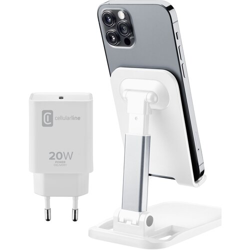 Cellular Line Hitri polnilec 20 W + namizno stojalo 2v1, (5000229071) Slike