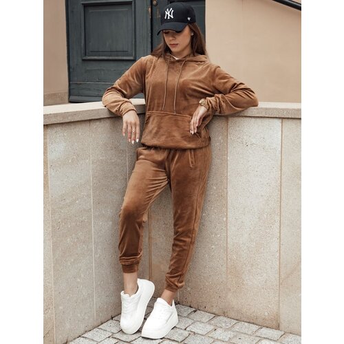 DStreet Komplet damski welurowy RELAX FIT brązowy Slike