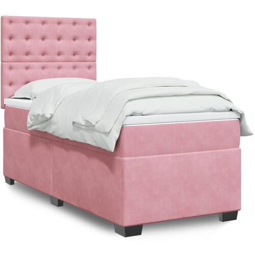 The Living Store Box spring postelja z vzmetnico roza 90x190 cm žamet - Box Spring Postelja, (21428169) Slike