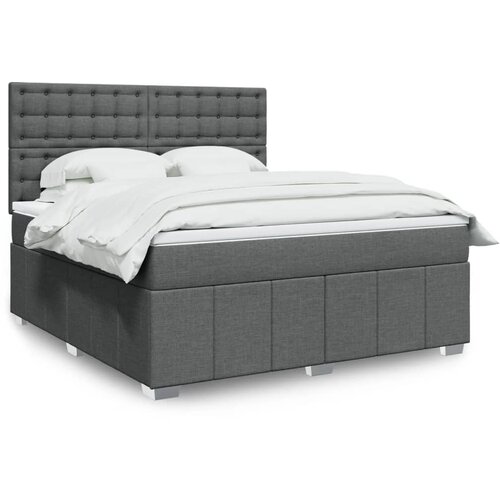 vidaXL Box spring postelja z vzmetnico temno siva 180x200 cm blago Cene