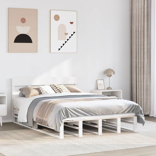 VidaXL Okvir kreveta bez madraca bijeli 120 x 200 cm masivna borovina Slike