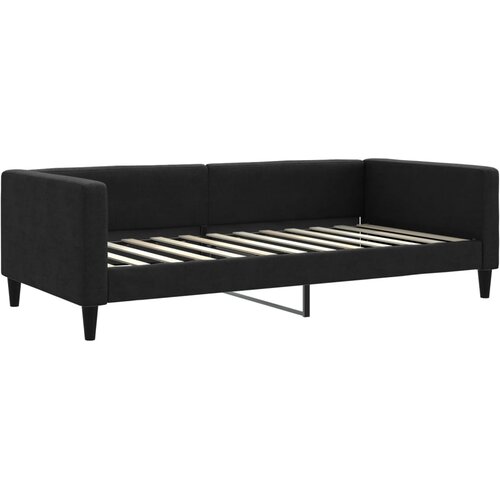  Dnevni krevet s madracem crni 100 x 200 cm od tkanine Slike