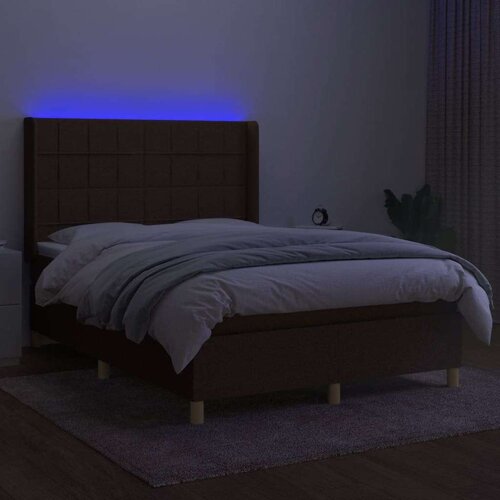  Krevet box spring s madracem LED tamnosmeđi 140x190 cm tkanina Slike