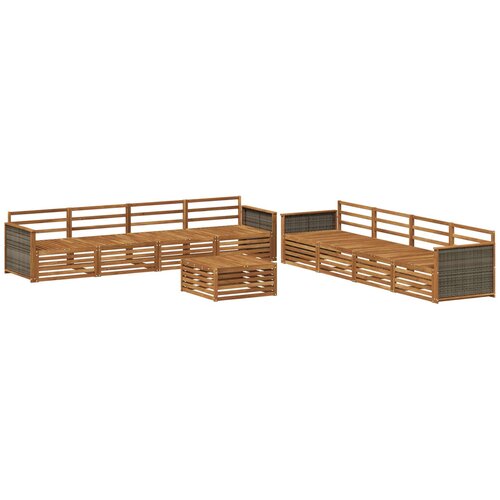 vidaXL Zunanja garnitura za sedenje 9 pcs Naravna Masiven les akacije, (5000282433) Cene