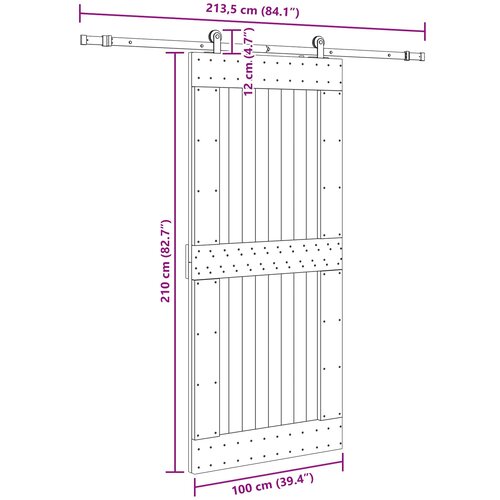  Klizna vrata NARVIK Prirodna i crna 100 x 210 cm (213,5 cm) Slike