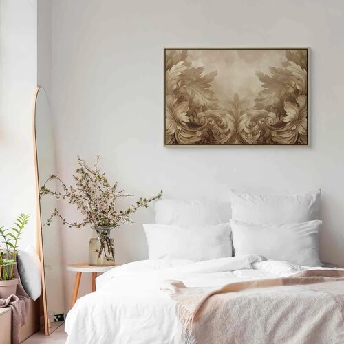  Slika - Carved Baroque Ornaments Rich Composition in Sepia Colors 60x40 U prirodnom drvenom okviru Slike
