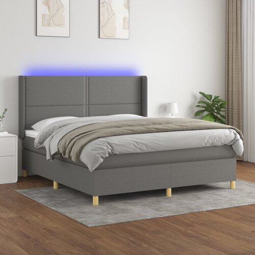 The Living Store Box spring postelja z vzmetnico LED temno siva 180x200 cm blago - Box Spring Postelja, (21517845) Cene