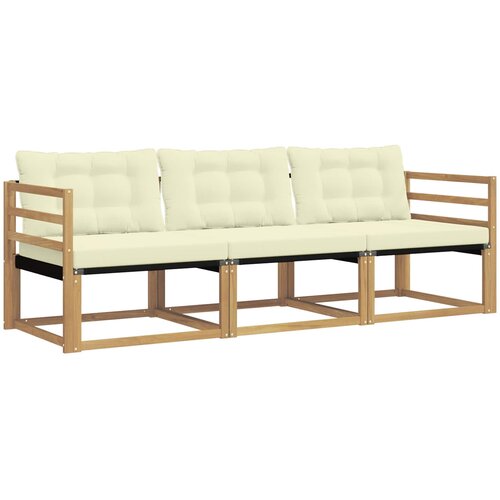  Set vanjskih sofa s jastukom 3 pcs Bijela i krem Slike