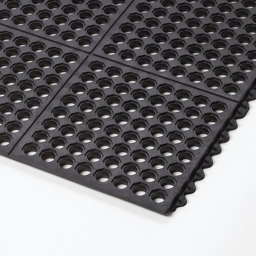 Notrax Sestavljiva podloga Cushion Ease™, naluknjana naravna guma, DxŠxV 910 x 910 x 19 mm, črna Cene