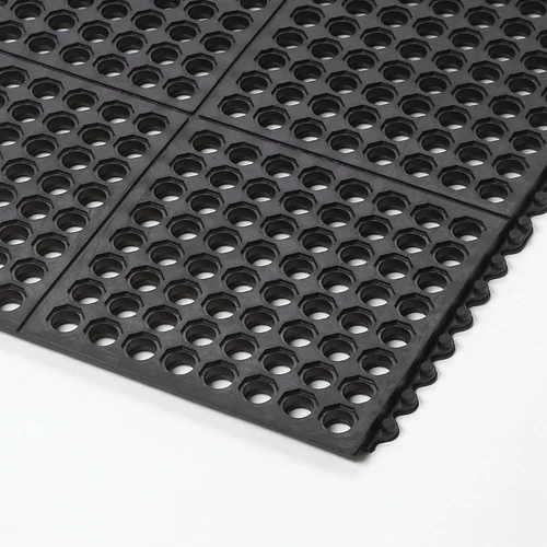 Notrax Sestavljiva podloga Cushion Ease™, naluknjana naravna guma, DxŠxV 910 x 910 x 19 mm, črna